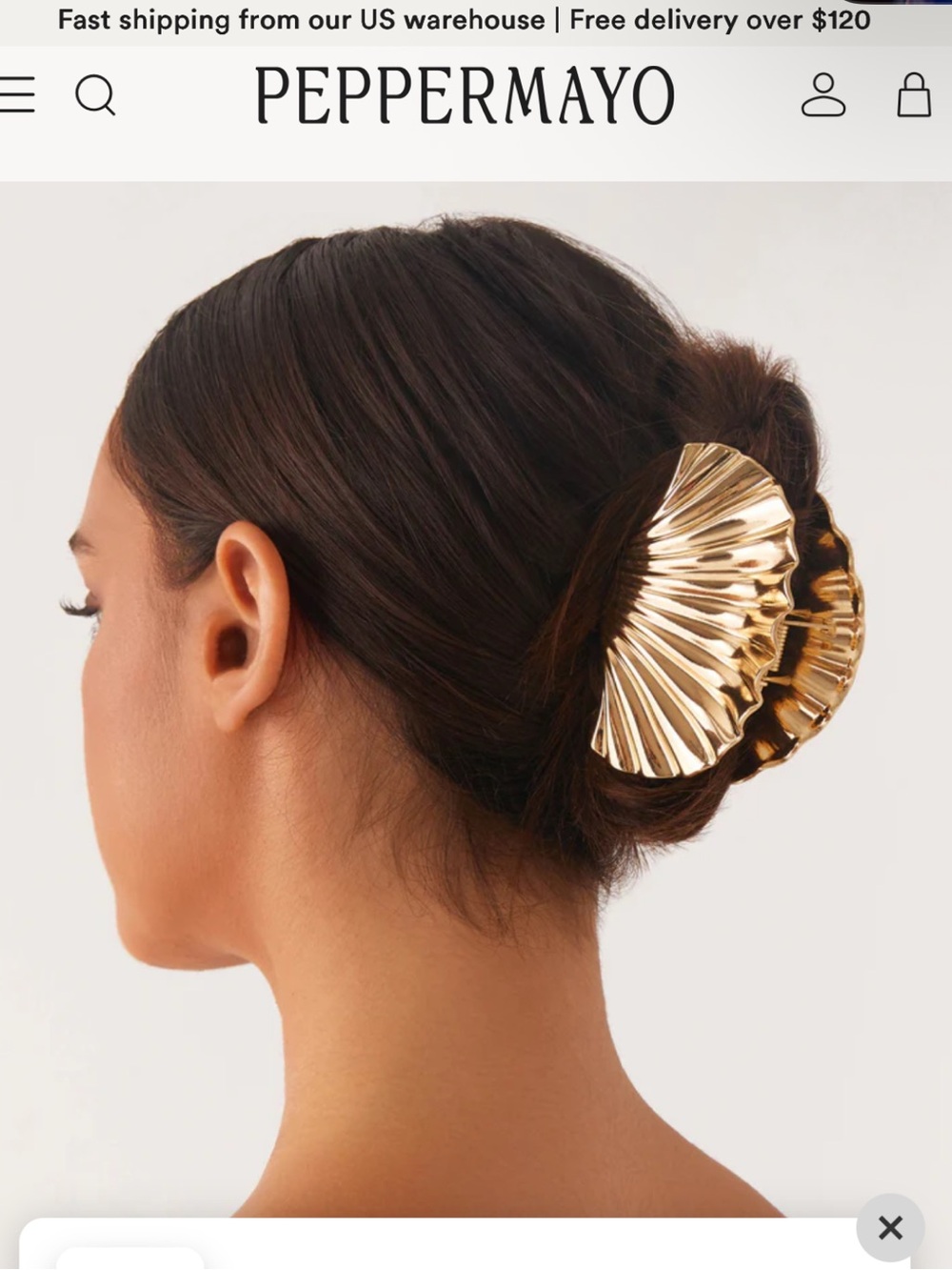 Peppermayo Milano Claw Clip - Gold Scallop Shell Hair Claw - Picture 7 of 7